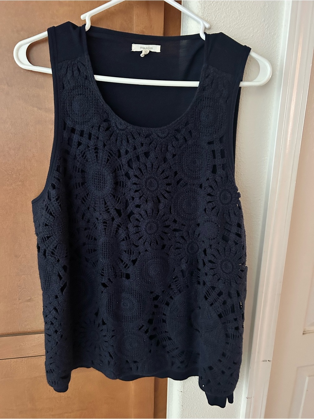 Maurices Navy Crochet lace Overlay Tank Top plus size 2X